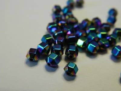 4MM Rainbow Hexagon Non-Magnetic Hematite Spacer Beads- Multi-color Plated - Image 1