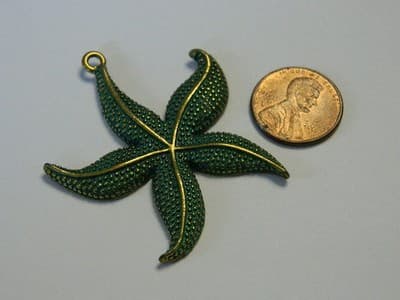 49MM Bronze Green Patina Starfish Pendant Focal - Ready to Decorate Starfish - Thumbnail 5