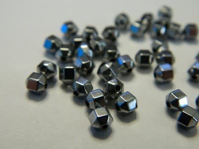 4MM Silver Hexagon Non-Magnetic Hematite Spacer Beads - Silver Color Plated - Thumbnail 2