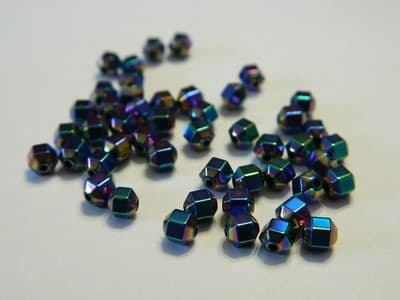 4MM Rainbow Hexagon Non-Magnetic Hematite Spacer Beads- Multi-color Plated - Thumbnail 2