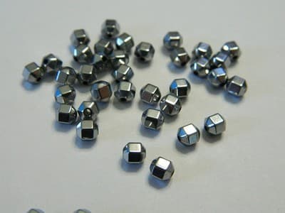 4MM Silver Hexagon Non-Magnetic Hematite Spacer Beads - Silver Color Plated - Thumbnail 3