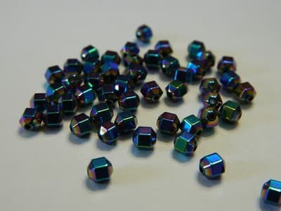 4MM Rainbow Hexagon Non-Magnetic Hematite Spacer Beads- Multi-color Plated - Thumbnail 4