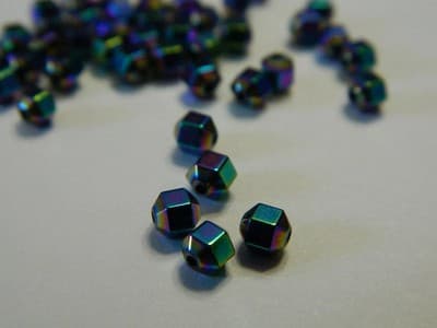 4MM Rainbow Hexagon Non-Magnetic Hematite Spacer Beads- Multi-color Plated - Thumbnail 5