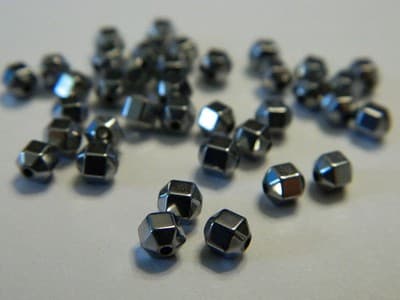 4MM Silver Hexagon Non-Magnetic Hematite Spacer Beads - Silver Color Plated - Image 1