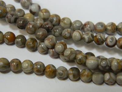 4MM Natural Fossilized Maifanite/Maifan Medical Stone Beads - Round Gray Base - Image 1