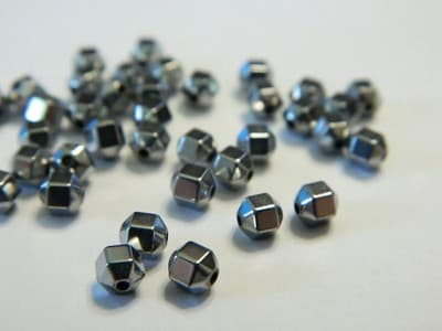 4MM Silver Hexagon Non-Magnetic Hematite Spacer Beads - Silver Color Plated - Thumbnail 4