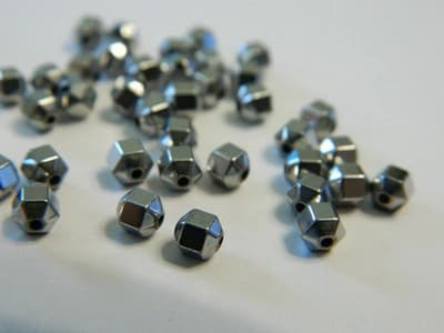 4MM Silver Hexagon Non-Magnetic Hematite Spacer Beads - Silver Color Plated - Thumbnail 5
