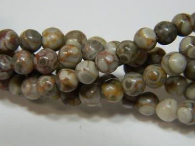 4MM Natural Fossilized Maifanite/Maifan Medical Stone Beads - Round Gray Base - Thumbnail 3