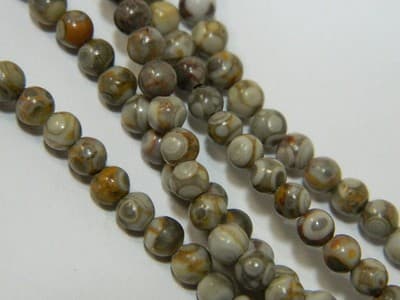 4MM Natural Fossilized Maifanite/Maifan Medical Stone Beads - Round Gray Base - Thumbnail 2