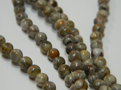 4MM Natural Fossilized Maifanite/Maifan Medical Stone Beads - Round Gray Base - Thumbnail 4