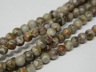 4MM Natural Fossilized Maifanite/Maifan Medical Stone Beads - Round Gray Base - Thumbnail 9
