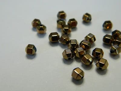 4MM Copper Hexagon Non-Magnetic Hematite Spacer Beads- Copper Color Plated - Image 1