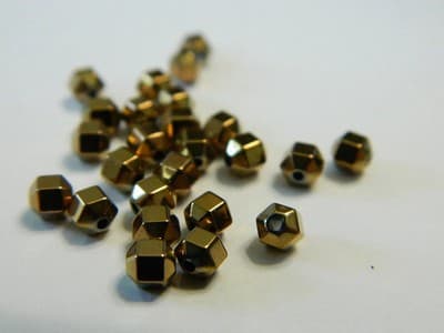 4MM Copper Hexagon Non-Magnetic Hematite Spacer Beads- Copper Color Plated - Thumbnail 4