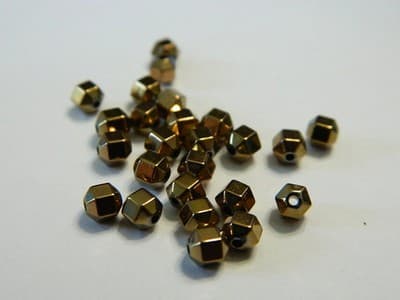 4MM Copper Hexagon Non-Magnetic Hematite Spacer Beads- Copper Color Plated - Thumbnail 3