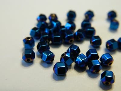 4MM Blue Hexagon Non-Magnetic Hematite Spacer Beads - Blue Color Hexagon - Image 1