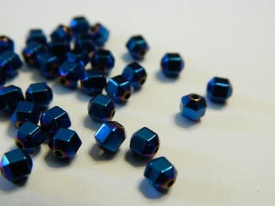 4MM Blue Hexagon Non-Magnetic Hematite Spacer Beads - Blue Color Hexagon - Thumbnail 2