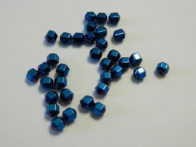 4MM Blue Hexagon Non-Magnetic Hematite Spacer Beads - Blue Color Hexagon - Thumbnail 4