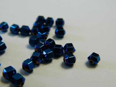 4MM Blue Hexagon Non-Magnetic Hematite Spacer Beads - Blue Color Hexagon - Thumbnail 5