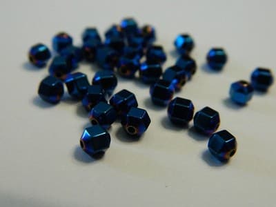4MM Blue Hexagon Non-Magnetic Hematite Spacer Beads - Blue Color Hexagon - Thumbnail 3
