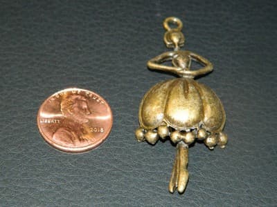 55MM Ballarina In Bronze Pewter Large Charm Pendant - Bronze Stamped Pewter - Image 1