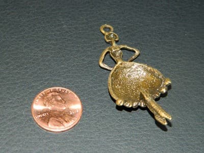 55MM Ballarina In Bronze Pewter Large Charm Pendant - Bronze Stamped Pewter - Thumbnail 6