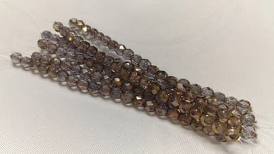 6MM Czech Fire Polished Round Faceted Beads - Taupe Brown Crystal Fire Polish - Thumbnail 3