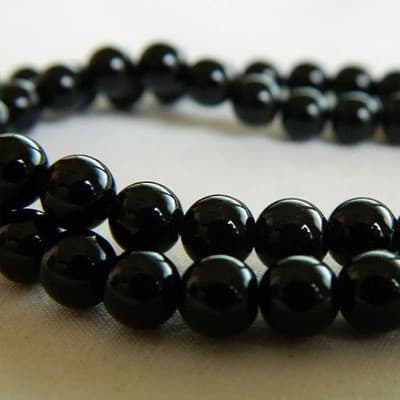 6mm Black Grade AA Obsidian Gemstone Beads 25 beads West Africa - Image 1