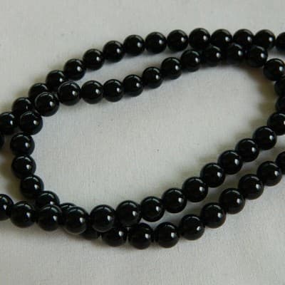 6mm Black Grade AA Obsidian Gemstone Beads 25 beads West Africa - Thumbnail 2