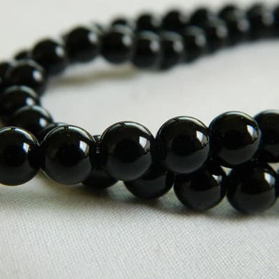 6mm Black Grade AA Obsidian Gemstone Beads 25 beads West Africa - Thumbnail 3