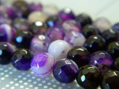 6mm Grade A Natural 6mm Round Madagascar Agate Beads - Faceted Purple - Thumbnail 2