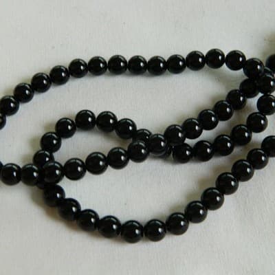 6mm Black Grade AA Obsidian Gemstone Beads 25 beads West Africa - Thumbnail 4