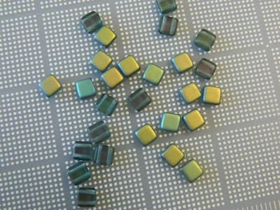 6mm Czech Glass Flat Square Beads Aquamarine Matte Vitex - 2-Hole Czech Flat - Thumbnail 4