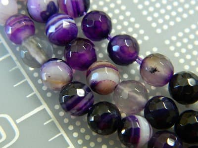 6mm Grade A Natural 6mm Round Madagascar Agate Beads - Faceted Purple - Thumbnail 4