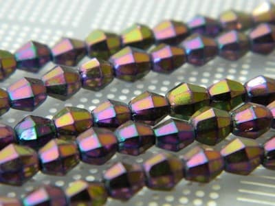 5MM Czech Fire Polished Bicone Picasso Sun Beads - Iris, Opaque, Picasso Fire - Thumbnail 5