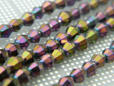 5MM Czech Fire Polished Bicone Picasso Sun Beads - Iris, Opaque, Picasso Fire - Thumbnail 4