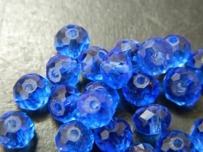6MM Medium Blue Glass Abacus Beads - Chinese Glass Spacer Beads - Transaprent - Thumbnail 4