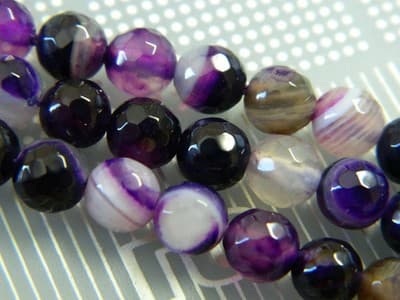 6mm Grade A Natural 6mm Round Madagascar Agate Beads - Faceted Purple - Thumbnail 5