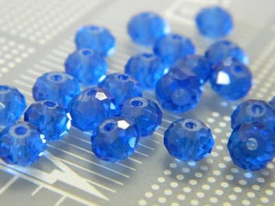 6MM Medium Blue Glass Abacus Beads - Chinese Glass Spacer Beads - Transaprent - Thumbnail 3