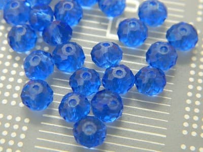 6MM Medium Blue Glass Abacus Beads - Chinese Glass Spacer Beads - Transaprent - Thumbnail 5