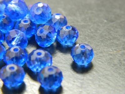 6MM Medium Blue Glass Abacus Beads - Chinese Glass Spacer Beads - Transaprent - Thumbnail 2