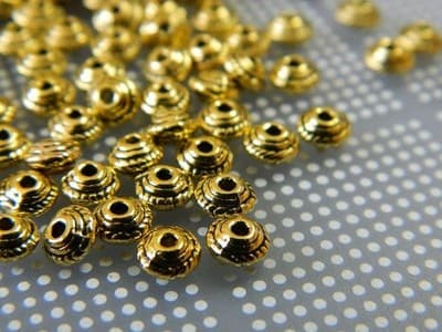 5MM Tibet Gold Spacer Beads - Small Tibetan Metal Beads - Jewelry Making Spacer - Thumbnail 2