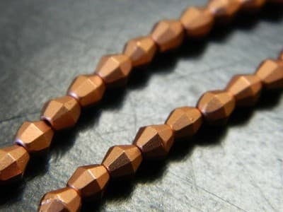 5MM Czech Fire Polished Bicone Sun Beads - Copper Metallic, Opaque Fire Polish - Image 1