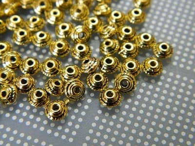 5MM Tibet Gold Spacer Beads - Small Tibetan Metal Beads - Jewelry Making Spacer - Thumbnail 4
