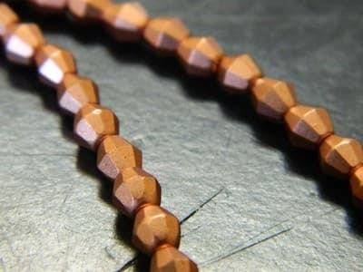 5MM Czech Fire Polished Bicone Sun Beads - Copper Metallic, Opaque Fire Polish - Thumbnail 3