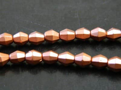 5MM Czech Fire Polished Bicone Sun Beads - Copper Metallic, Opaque Fire Polish - Thumbnail 4
