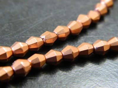5MM Czech Fire Polished Bicone Sun Beads - Copper Metallic, Opaque Fire Polish - Thumbnail 7