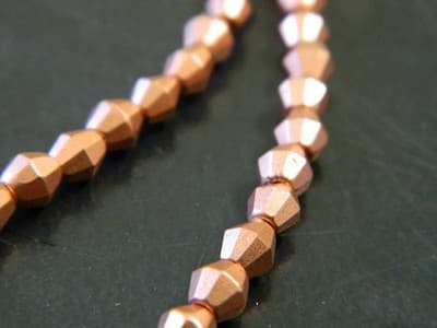 5MM Czech Fire Polished Bicone Sun Beads - Copper Metallic, Opaque Fire Polish - Thumbnail 2