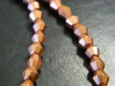 5MM Czech Fire Polished Bicone Sun Beads - Copper Metallic, Opaque Fire Polish - Thumbnail 5