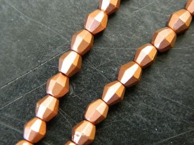 5MM Czech Fire Polished Bicone Sun Beads - Copper Metallic, Opaque Fire Polish - Thumbnail 6