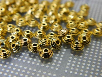 5MM Tibet Gold Spacer Beads - Small Tibetan Metal Beads - Jewelry Making Spacer - Thumbnail 5